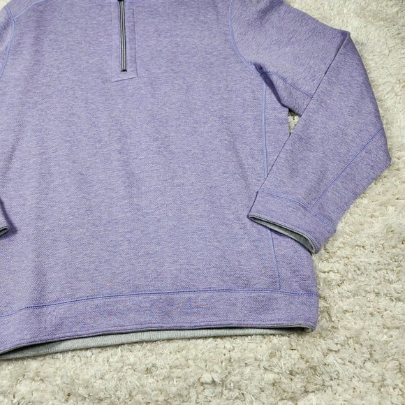 Tommy Bahama Reversible Sweater Mens Adult Large Violet Half Zip Flipshore Top - Picture 3 of 11